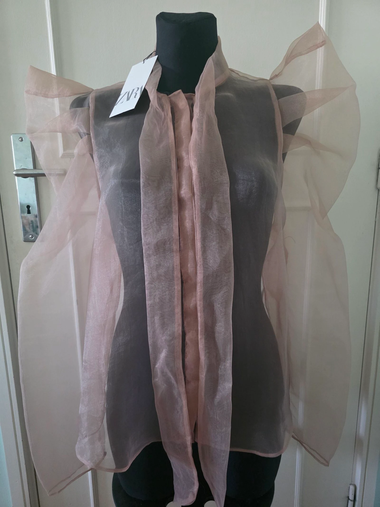 Roze Organza Blouse met Lint Nieuw | Zara | Maat XL – photo 3